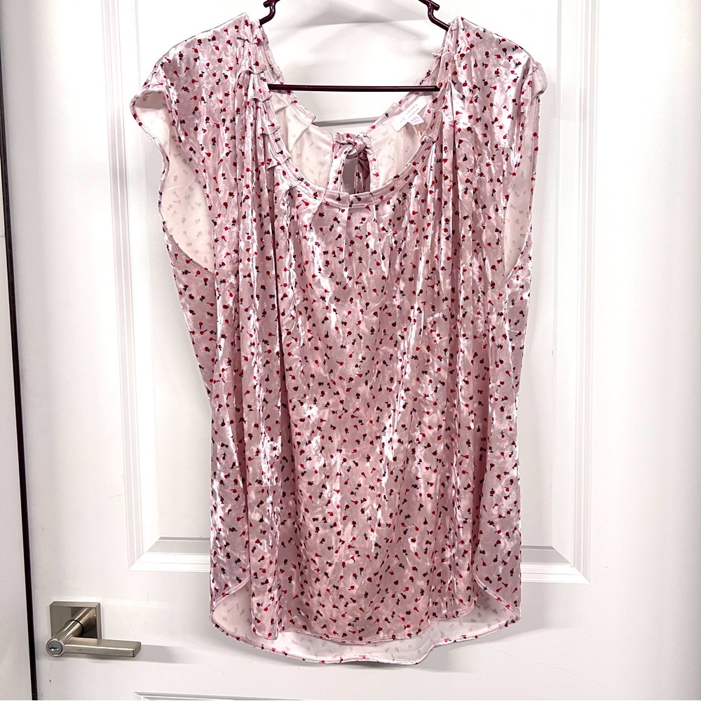 Velvet feel pink with cherry blouse size xxl